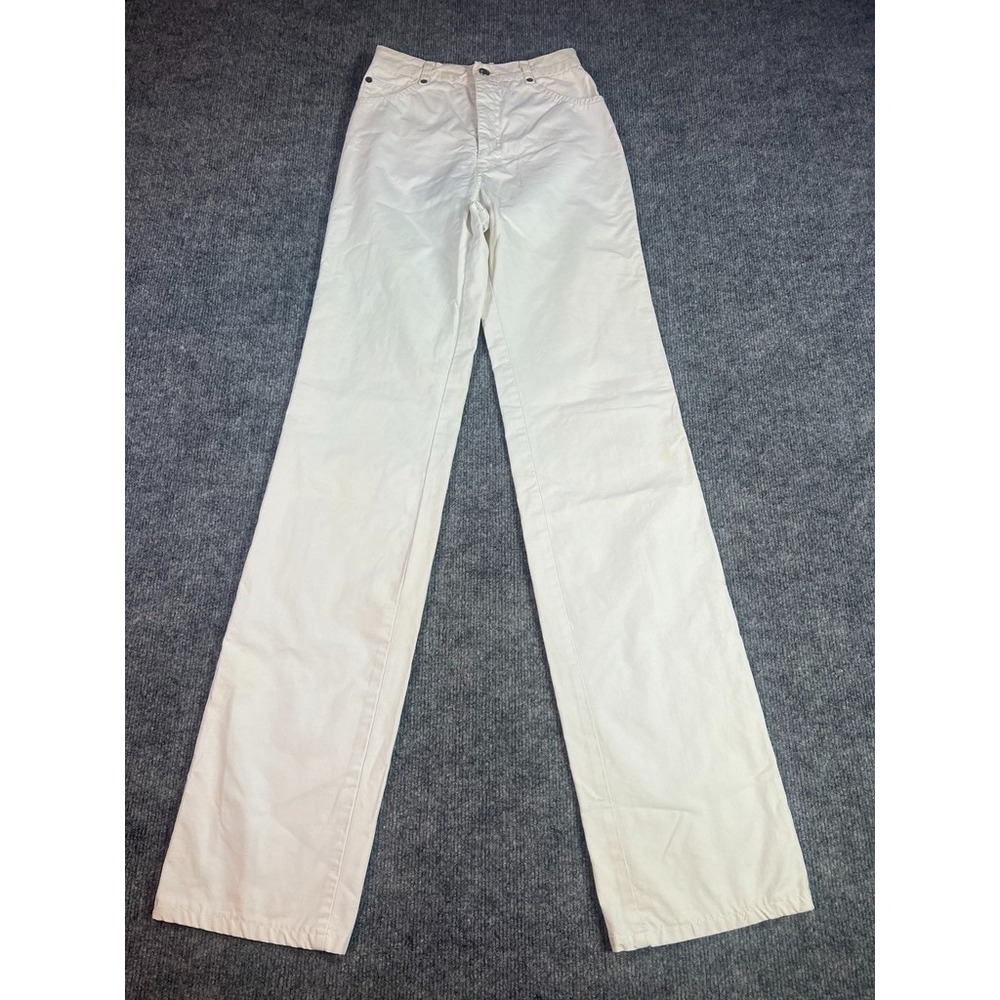 VTG 70s Chemin De Fer 70s White Jeans Straight Leg Disco Rockstar Pinch Waist